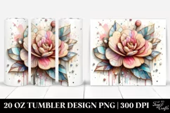 Abstract Camellia Metalic Watercolor Tumbler Product Image 1
