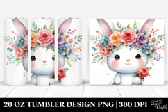 Cartoon-Style Rabbit Colorful Flower Crown 20 Oz Tumbler Product Image 1