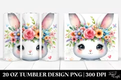 Cartoon-Style Rabbit Colorful Flower Crown 20 Oz Tumbler Product Image 1