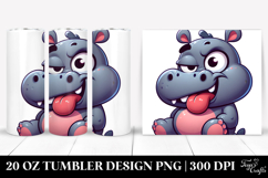 Cartoony Hippo with Tongue-Out Face 20 Oz Tumbler Product Image 1