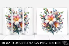 Shiny Diamond Freesia with Watercolor Splash | 20 Oz Tumbler Product Image 1