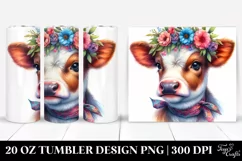 Cute Expressive Cow 20 Oz Tumbler Product Image 1