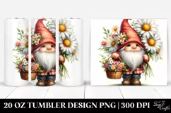 Detailed Cute Gnome with Flower Basket | 20 Oz Tumbler Product Image 1