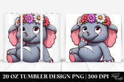 Silly Cartoon Elephant with Flower Crown Product Image 1