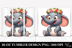Innocent Elephant with Flower Crown 20 Oz Tumbler Product Image 1