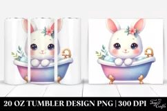 Colorful Watercolor Baby Bunny with Bathtub | 20 Oz Tumbler Product Image 1