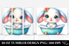 Colorful Watercolor Baby Bunny with Bathtub | 20 Oz Tumbler Product Image 1
