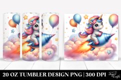 Baby Unicorn Riding Comet Balloons | 20 Oz Tumbler Product Image 1