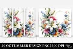 Colorful Floral Frame Lily Tumbler Design Product Image 1