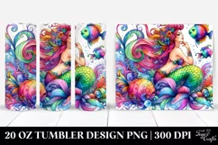 Funny Vibrant Mermaid Drawing | 20 oz Tumbler Product Image 1
