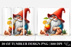 Gnome Silling with Beach Wear Red Hat | 20 Oz Tumbler Product Image 1
