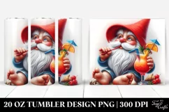 Gnome Silling with Beach Wear Red Hat | 20 Oz Tumbler Product Image 1