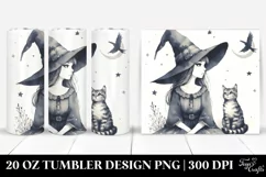 Simple Watercolor Vintage Witch with Cat | 20 oz Tumbler Product Image 1