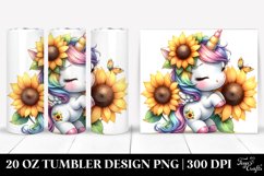Cute Baby Unicorn with Sunflower | 20 Oz Tumbler Product Image 1