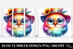 Colorful Layered Watercolor Baby Chicken | 20 Oz Tumbler Product Image 1
