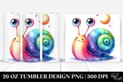 Colorful Watercolor Baby Snail with Smiling Moon | 20 Oz Product Image 1