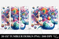 Playing Mermaid Drawing | 20 oz Tumbler Product Image 1