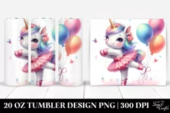 Cute Baby Unicorn Posing as a Dancer with Balloons | 20 Oz Product Image 1
