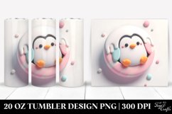 Pastel Penguin Design, Transparent 20 Oz Tumbler Product Image 1
