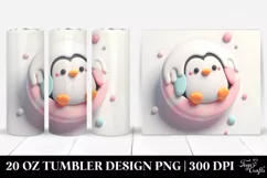 Pastel Penguin Design, Transparent 20 Oz Tumbler Product Image 1