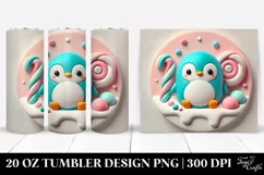 3D Marzipan Penguin Clipart 20 Oz Tumbler Product Image 1