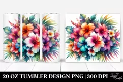 Abstract Watercolor with Hawaiian Flowers 20 Oz Tumbler Product Image 1