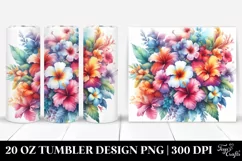 Abstract Watercolor with Hawaiian Flowers 20 Oz Tumbler Product Image 1