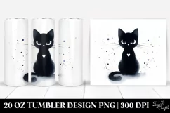 Simple Watercolor Black Cat | 20 oz Tumbler Product Image 1