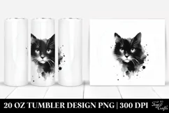 Simple Watercolor Black Cat | 20 oz Tumbler Product Image 1