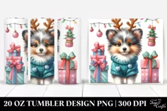 Colorful Shetland Sheepdog with Reindeer Horns 20 Oz Tumbler Product Image 1