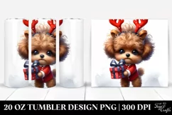Expressive Baby Poodle with Reindeer Horns 20 Oz Tumbler Product Image 1