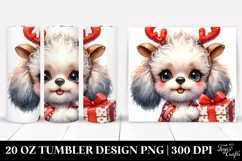 Expressive Baby Poodle with Reindeer Horns 20 Oz Tumbler Product Image 1