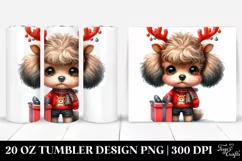 Expressive Baby Poodle with Reindeer Horns 20 Oz Tumbler Product Image 1