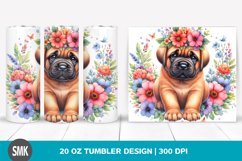 Baby Mastiff with Flowers | 20 oz Tumbler Product Image 1