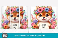 Baby Shiba Inu with Flowers | 20 oz Tumbler Product Image 1