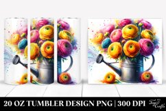 Vibrant Watercolor Ranunculus Tumbler | 20 oz Tumbler Product Image 1