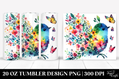 Colorful Bird with Butterfly Silhouettes 20 Oz Tumbler Product Image 1