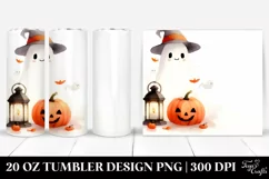 Washed Watercolor Cute Ghost Lantern | 20 oz Tumbler Product Image 1