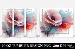 Glossy Poppy Watercolor Splash 20 Oz Tumbler Product Image 1