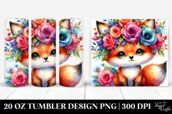 Cartoon-Style Fox Vibrant Flower Crown 20 Oz Tumbler Product Image 1