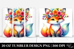 Cartoon-Style Fox Vibrant Flower Crown 20 Oz Tumbler Product Image 1