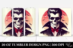 Retro Halloween Vampire Skull Tumbler | 20 oz Tumbler Product Image 1
