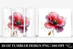 -like Poppy Watercolor Splash 20 Oz Tumbler Product Image 1