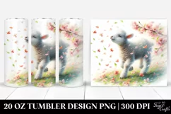Watercolor Pastel Lamb in Spring | 20 oz Tumbler Product Image 1