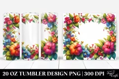 Colorful Watercolor Frame with Impatiens | 20 oz Tumbler Product Image 1