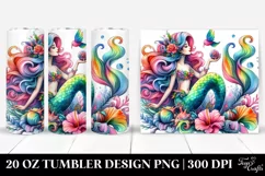 Funny Vibrant Mermaid Drawing | 20 oz Tumbler Product Image 1