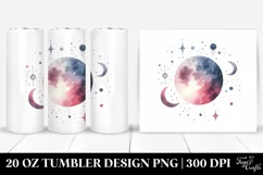 Washed Watercolor Whimsical Moon Clipart, Transparent 20 Oz Product Image 1