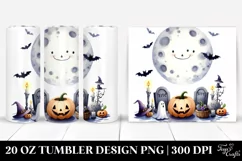 Full Moon Haloween Clipart, Digital 20 Oz Tumbler Product Image 1