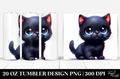 Cute Baby Black Cat Drawing | 20 oz Tumbler Product Image 1