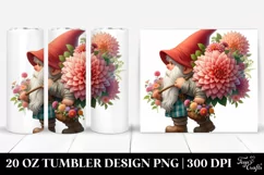 Detailed Digital Painting of Small Gnome with Dahlia Bouquet Product Image 1